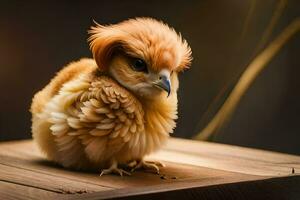 un' piccolo uccello con un' lungo capelli. ai-generato foto