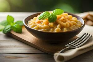 maccheroni e formaggio nel un' ciotola. ai-generato foto