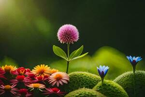 foto sfondo il sole, fiori, impianti, il verde, il verde, il verde, il. ai-generato