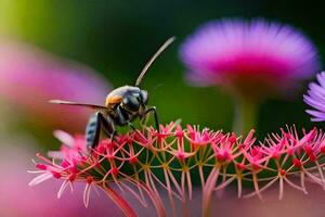 un' ape su un' fiore. ai-generato foto