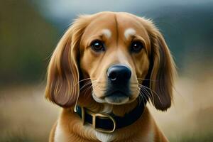 un' cane è guardare a il telecamera nel un' campo. ai-generato foto