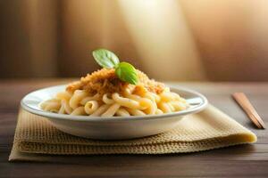 maccheroni e formaggio nel un' ciotola. ai-generato foto