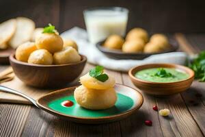 indiano cibo è un' grande modo per ottenere il tuo gusto mini cuffie formicolio. ai-generato foto