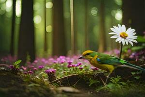 foto sfondo il fiore, uccello, foresta, fiore, uccello, uccello, uccello, uccello,. ai-generato