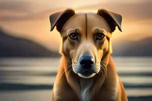 un' cane è guardare a il telecamera nel un' la pittura. ai-generato foto