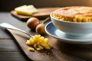 maccheroni e formaggio nel un' ciotola. ai-generato foto