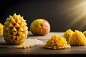 il arte di fabbricazione un' ananas scultura. ai-generato foto