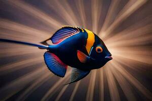 un' pesce con luminosa colori è mostrato nel il sfondo. ai-generato foto