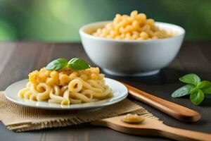 maccheroni e formaggio su un' piatto. ai-generato foto