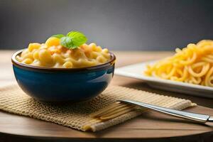 maccheroni e formaggio nel un' ciotola. ai-generato foto