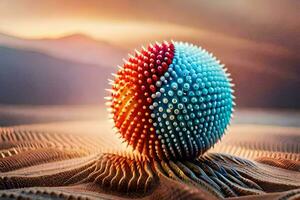 un' palla di colorato picchi su un' deserto. ai-generato foto