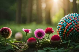 Pasqua uova nel il foresta. ai-generato foto