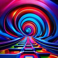 un' colorato spirale tunnel con un' luminosa luce. ai-generato foto