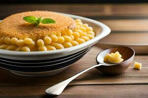 maccheroni e formaggio nel un' ciotola. ai-generato foto