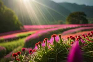 fiori nel il campo. ai-generato foto