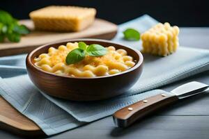 maccheroni e formaggio nel un' ciotola. ai-generato foto