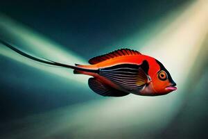 un' pesce con un' luminosa rosso e nero corpo. ai-generato foto