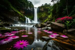 bellissimo cascata nel Bali, Indonesia. ai-generato foto