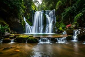 cascata nel il giungla. ai-generato foto