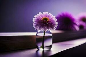 viola fiore nel un' vaso su un' di legno tavolo. ai-generato foto
