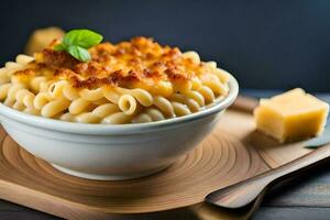 maccheroni e formaggio nel un' ciotola. ai-generato foto