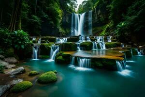 cascata nel il giungla. ai-generato foto