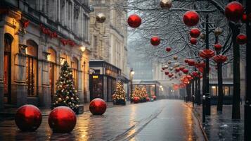 Natale decorazioni su città strada foto