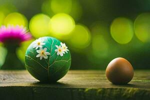 il Pasqua uovo e il fiore. ai-generato foto