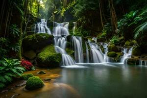 il cascata nel il giungla. ai-generato foto