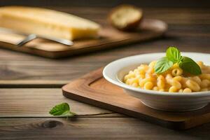 maccheroni e formaggio nel un' ciotola. ai-generato foto