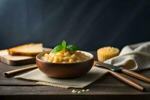 maccheroni e formaggio nel un' ciotola. ai-generato foto