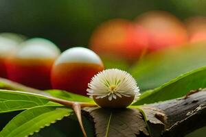 un' vicino su di un' fiore su un' albero ramo. ai-generato foto