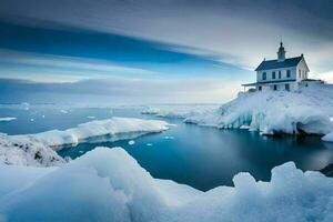 un' Chiesa su un iceberg nel Islanda. ai-generato foto