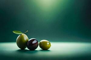 olive su un' verde sfondo. ai-generato foto