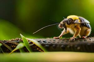 un' ape con un' lungo coda in piedi su un' ramo. ai-generato foto