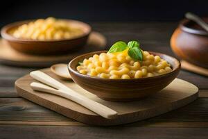 maccheroni e formaggio nel un' ciotola. ai-generato foto