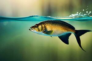 pesce nuoto nel il acqua con luce del sole. ai-generato foto