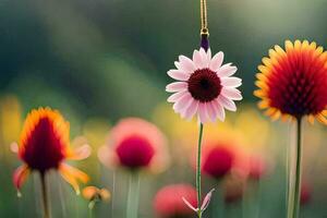 un' fiore è nel il mezzo di un' campo. ai-generato foto