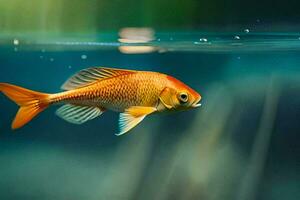 un' pesce rosso nuoto nel il acqua. ai-generato foto