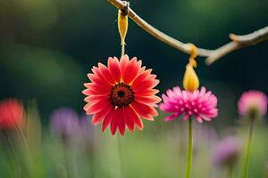 foto sfondo il cielo, fiori, il erba, il fiori, il fiori, il fiori,. ai-generato