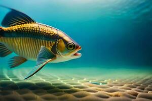 un' pesce nuoto nel il oceano. ai-generato foto