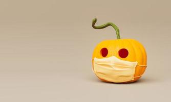 zucca di halloween con maschera medica