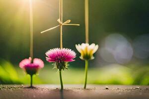 foto sfondo il sole, fiori, il sole, il sole, il sole, il sole,. ai-generato