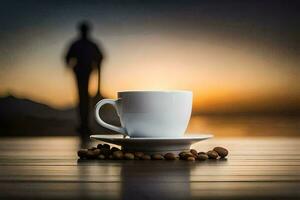 caffè, il cielo, il uomo, il caffè, il uomo, il caffè, il. ai-generato foto
