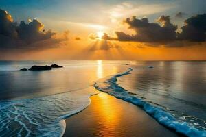 tramonto su il spiaggia, Kerala, India. ai-generato foto