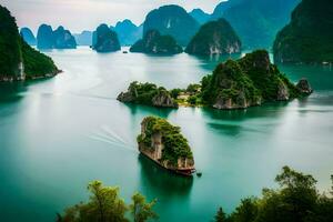 il bellissimo paesaggio di halong baia. ai-generato foto