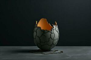 Cracked uovo nel tazza su grigio sfondo cibo. creare ai foto