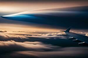 un' aereo ala volante al di sopra di il nuvole. ai-generato foto