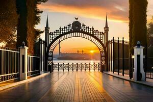 tramonto a il d'oro cancello nel Istanbul. ai-generato foto