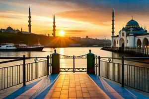 tramonto al di sopra di il Istanbul orizzonte. ai-generato foto